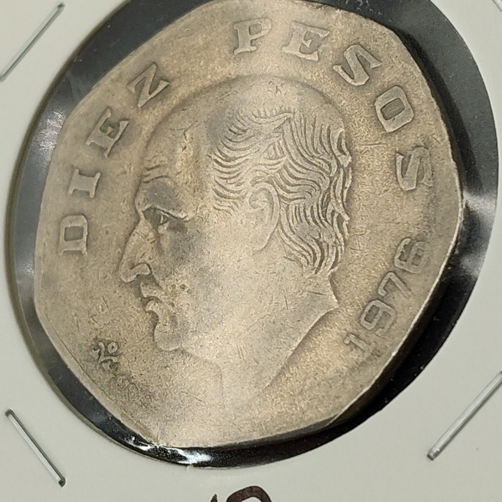10-Diez Peso Mexico 1976 Coin Seven-sided Silver Estados Unidos Mex BR1.1GA-4037 - Picture 7 of 15